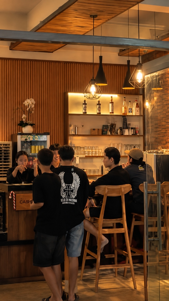 SAICO. Bar Interior — Warm Edison Lights